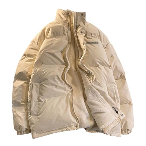 shownicer Wintermantel Damen Winterjacke Parka Warm Fleece Gefütterter Winter Mantel Jacke Outdoorjacke Steppjacke Steppmantel für Winter A Beige M von shownicer