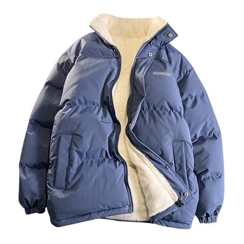 shownicer Wintermantel Damen Winterjacke Parka Warm Fleece Gefütterter Winter Mantel Jacke Outdoorjacke Steppjacke Steppmantel für Winter A Blau M von shownicer
