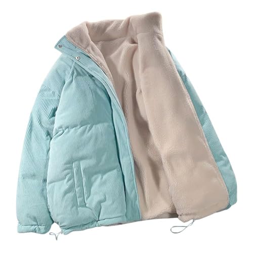 shownicer Wintermantel Damen Winterjacke Parka Warm Fleece Gefütterter Winter Mantel Jacke Outdoorjacke Steppjacke Steppmantel für Winter B Blau L von shownicer