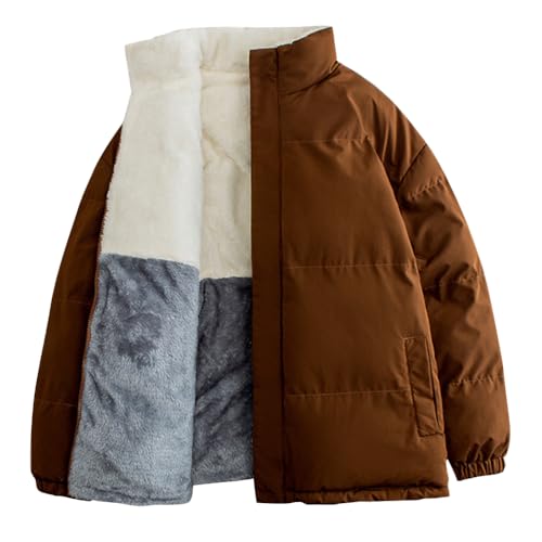 shownicer Wintermantel Damen Winterjacke Parka Warm Fleece Gefütterter Winter Mantel Jacke Outdoorjacke Steppjacke Steppmantel für Winter C Braun L von shownicer