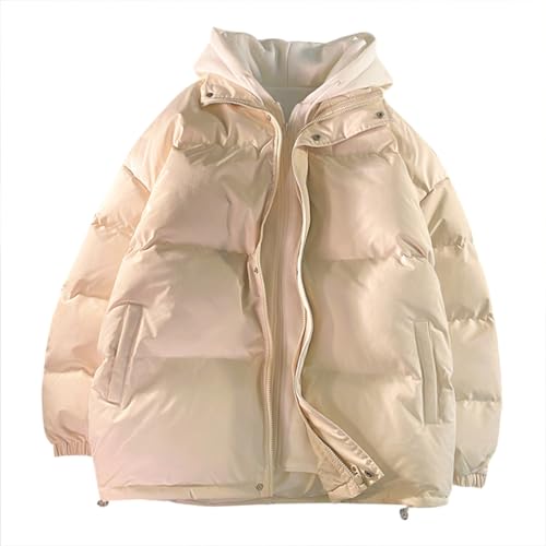 shownicer Wintermantel Damen Winterjacke Parka Warm Fleece Gefütterter Winter Mantel Jacke Outdoorjacke Steppjacke Steppmantel für Winter D Beige M von shownicer