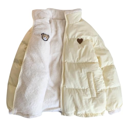 shownicer Wintermantel Damen Winterjacke Parka Warm Fleece Gefütterter Winter Mantel Jacke Outdoorjacke Steppjacke Steppmantel für Winter E Gelb M von shownicer