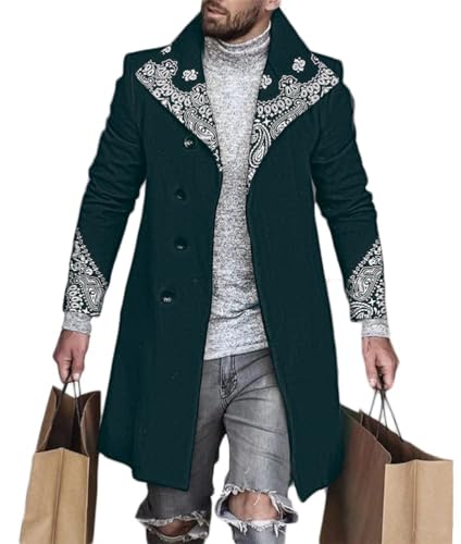shownicer Wintermantel Herren Langarm Stehkragen Trenchcoat Schlank Business Freizeit Winddichte Mantel mit Knopf Winter Warm Cardigan Lang Outwear Jacke E Schwarz S von shownicer