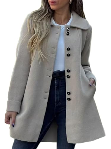 shownicer Wollmantel Damen Einfarbiger Einreihiger Mantel Mit Revers Mode Langarm Trenchcoat Herbst Winter Warm Manteljacke mit Taschen A Aprikose L shownicer Wollmantel Damen Einfarbiger Einreihiger Mantel Mit Revers Mode Langarm Trenchcoat Herbst Winter Warm Manteljacke mit Taschen A Aprikose L von shownicer