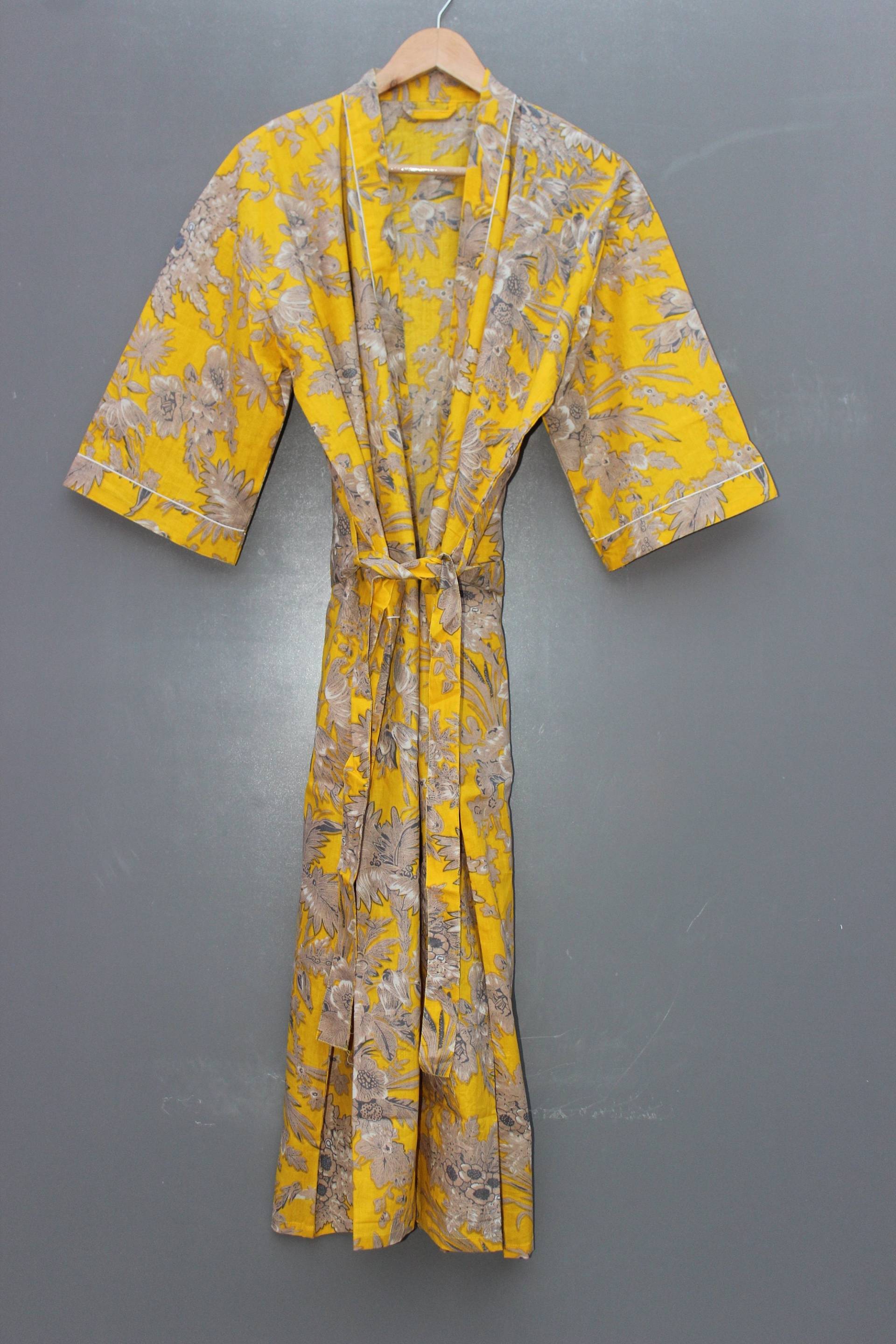 Blumendruck Lange Kimono Morgenmantel Baumwolle Bademantel Wickelkleid Strand Tragen Robe Geschenk Für Sie von shrimahadevcreation