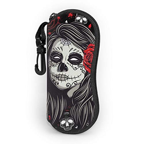 shrukkQQ Ultraleichte Brillen-Tasche, Neopren, für Brillen, Sonnenbrillen, weiches Etui für Damen und Herren, Reißverschluss, Brillenetui mit Totenkopf-Motiv, One size von shrukkQQ
