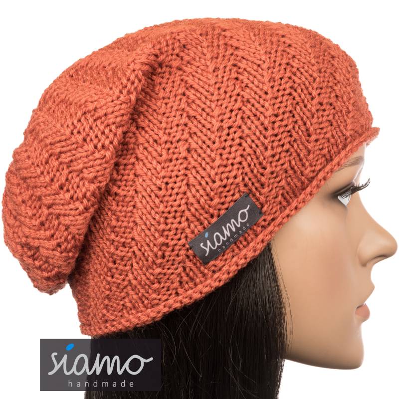 Beanie Serfaus Cayenne | Dunkel-Orange Merino Unisex Damen-Mütze Herren-Mütze Chemo-Mütze Wollmütze Übergangsmütze Von Siamo-Handmade von siamoHandmade