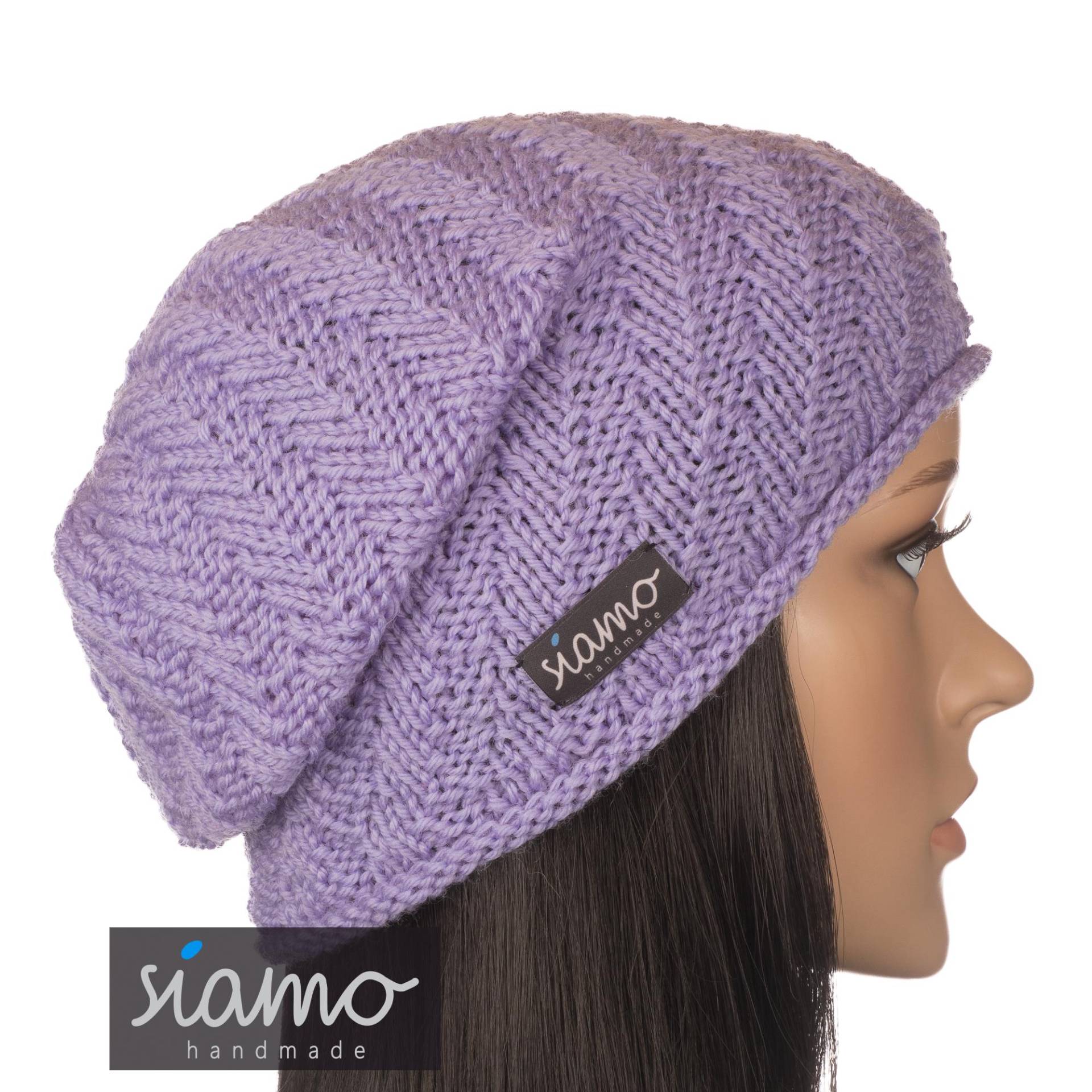 Beanie Serfaus Flieder | Lila Merino Unisex Damen-Mütze Herren-Mütze Wintermütze Wollmütze Übergangsmütze Chemo-Mütze Von Siamo-Handmade von siamoHandmade