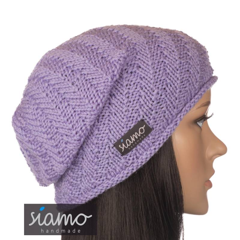 Beanie Serfaus Flieder | Lila Merino Unisex Damen-Mütze Herren-Mütze Wintermütze Wollmütze Übergangsmütze Chemo-Mütze Von Siamo-Handmade von siamoHandmade