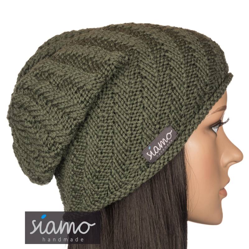Beanie Serfaus Oliv-Grün Merino Unisex Damen-Mütze Herren-Mütze Wollmütze Übergangsmütze Strickmütze Winter-Mütze Von Siamo-Handmade von siamoHandmade