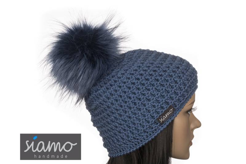 Mütze Andermatt Ozean-Blau Merino Unisex Wollmütze Damen-Mütze Herren-Mütze Bommelmütze Pudelmütze Winter-Mütze Von Siamo-Handmade von siamoHandmade