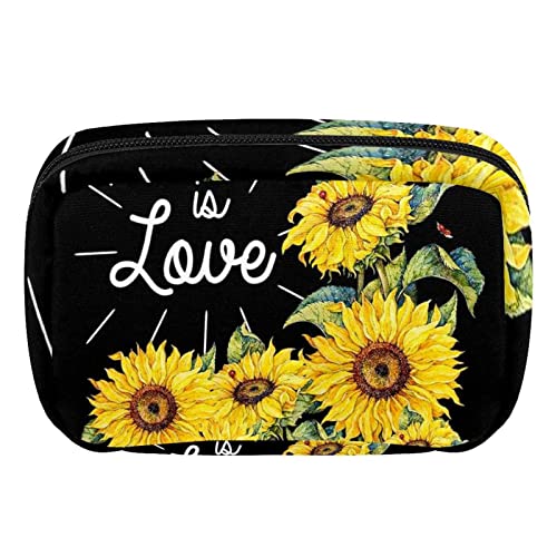 Lucky Sunshine Kosmetiktasche mit Sonnenblumen-Motiv, niedlicher Kulturbeutel, Reißverschluss, Reise-Kosmetik-Organizer für Damen und Mädchen, Mehrfarbig 5, Einheitsgröße, Kosmetikkoffer von siawadeky