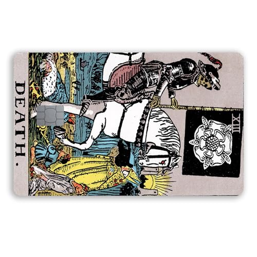 siayaharu 2 x Death Tarot-Kreditkarten-Aufkleber, schmal, wasserdicht, Anti-Falten, abnehmbare Vinyl-Aufkleber, EC-Karten-Schutzhülle von siayaharu