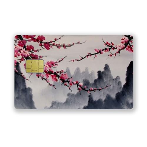 siayaharu Cherry Tree Small Chip Kreditkarten-Aufkleber, schmal, wasserdicht, knitterfrei, entfernbar, Vinyl-Aufkleber, EC-Karten-Abdeckung von siayaharu