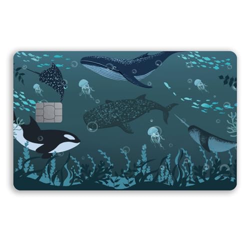 siayaharu Ocean Small Chip Kreditkarten-Aufkleber, schmal, wasserdicht, knitterfrei, entfernbar, Vinyl-Aufkleber, EC-Karten-Schutzhülle von siayaharu