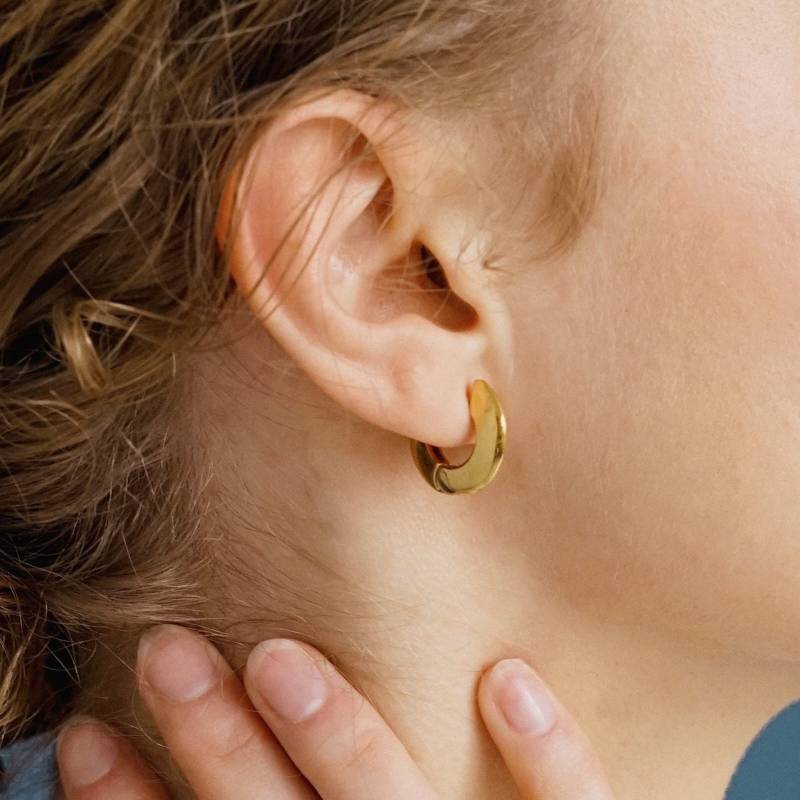 Kompakte Goldene Ohrringe, Flache Creolen, Silber Mit Vergoldung Vergoldete Kongo, Mini Creolen Für Sie von siayvojewelry