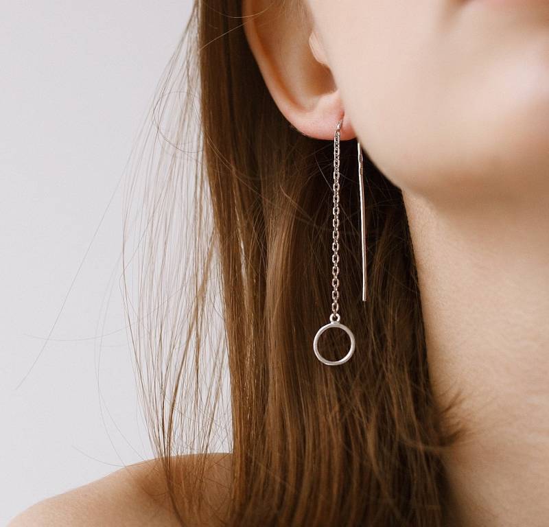 Сhain Ohrringe, Kreis Einfachheit Und Minimalismus, Ohrringe Mit Kette, Lange von siayvojewelry