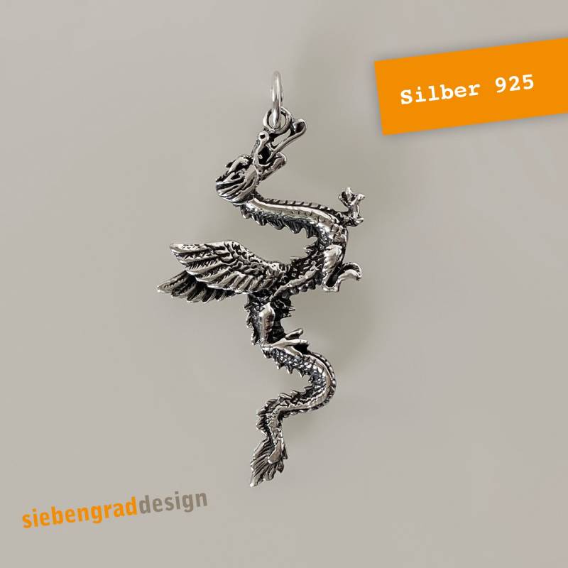 Anhänger - Drache Drachenanhänger Silber 925 Amulett von siebengrad