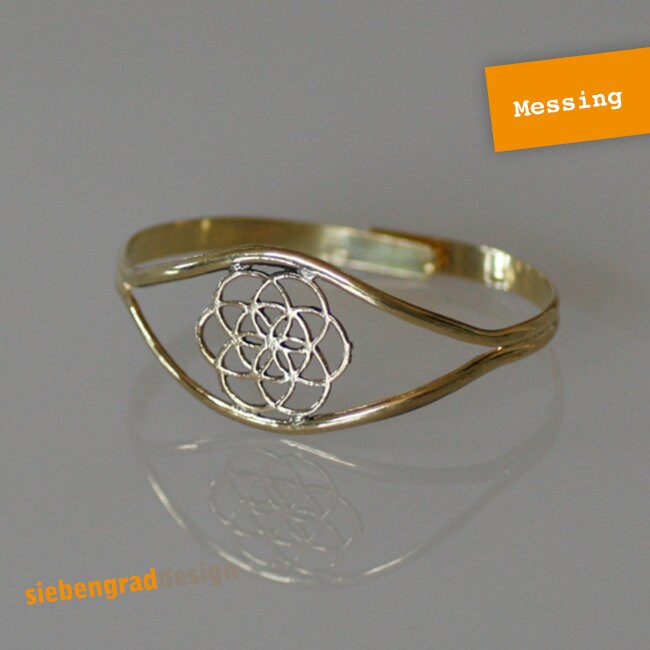 Armreif - Messing Blume Des Lebens Messingarmreif von siebengrad