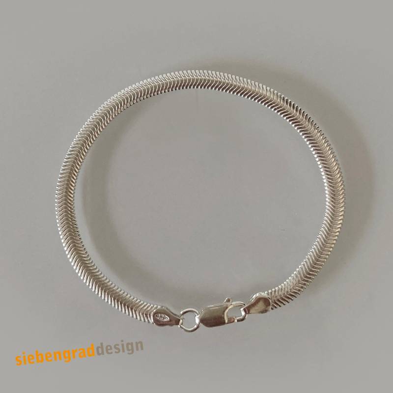 Breites, Flaches Schlangenarmband - Silber 925 4, 3 Mm Verschiedene Längen von siebengrad