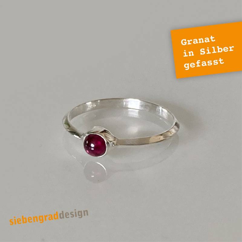 Feiner Silberring Granat - Cabochon Silber 925 Sa Verschiedene Größen von siebengrad