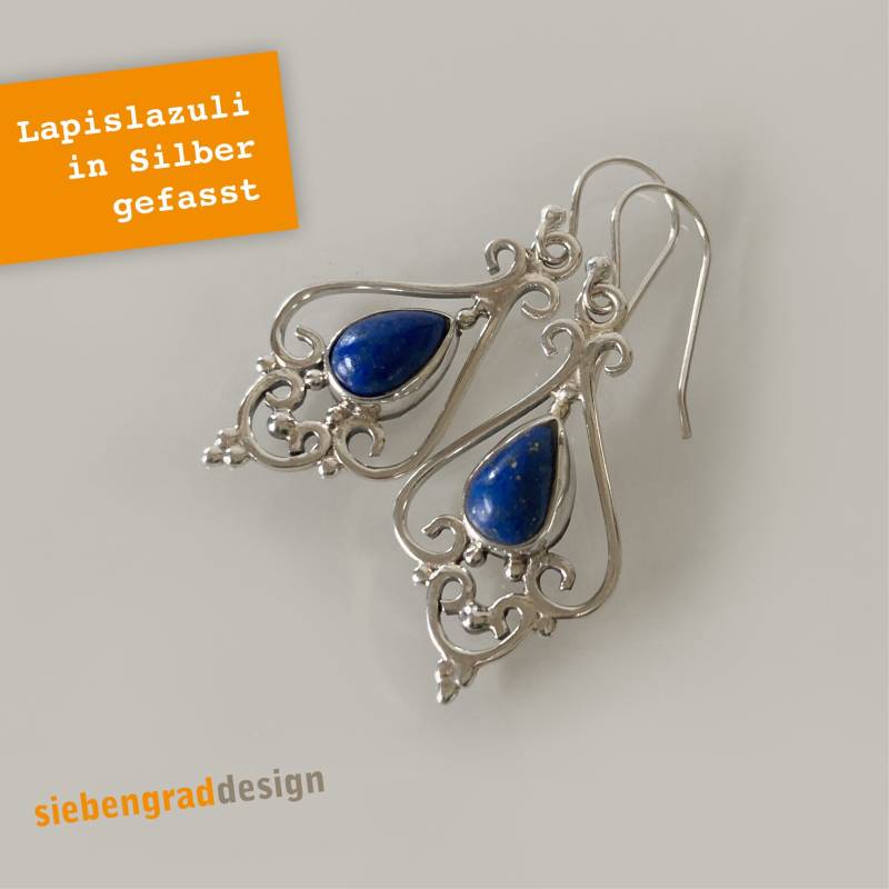 Filigrane Silber-Ohrhänger - Lapislazuli Silber 925 Ch von siebengrad