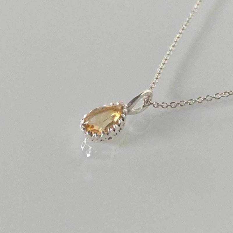 Filigrane Silberkette - Facettierter Citrin Tropfen Silber 925 Ma Tr35 von siebengrad