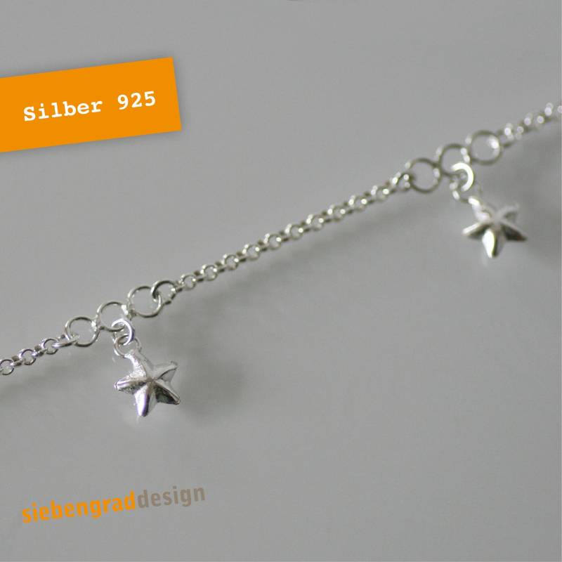 Fußkette - Silber 925 "sternchen" Silberfußkette Fußband von siebengrad