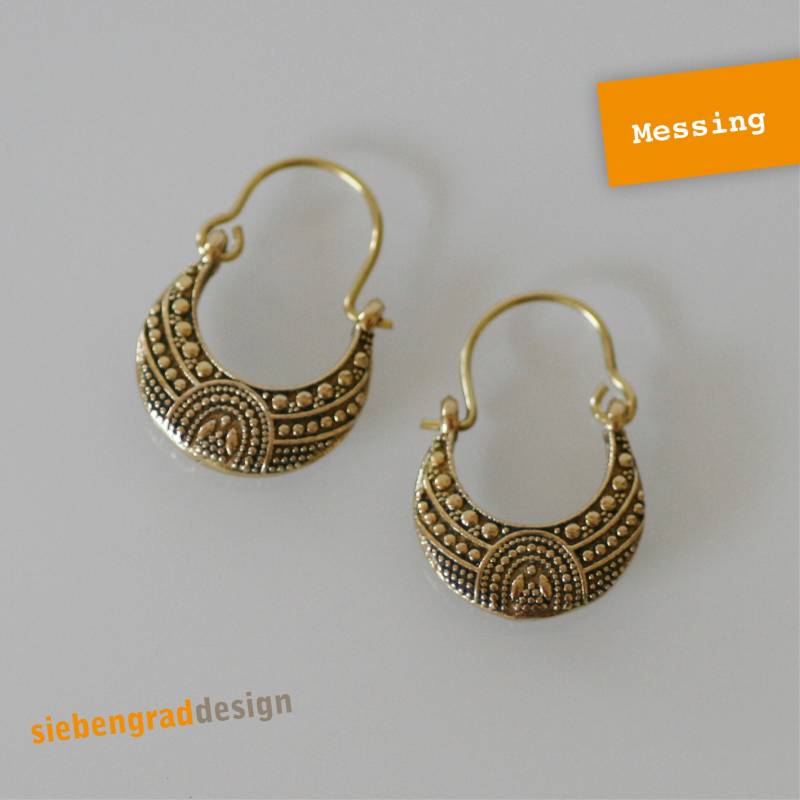 Messing - Ohrringe Creolen Filigran Gewölbt Coh1 von siebengrad