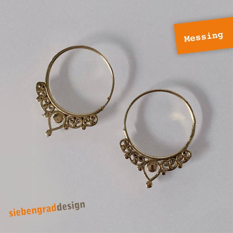 Messing - Ohrringe Creolen Filigran Vicr K3 von siebengrad