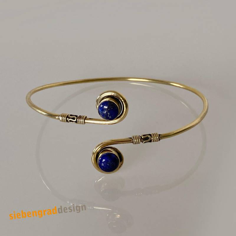 Oberarmreif - Messing Lapis 2 Steine Kringel von siebengrad