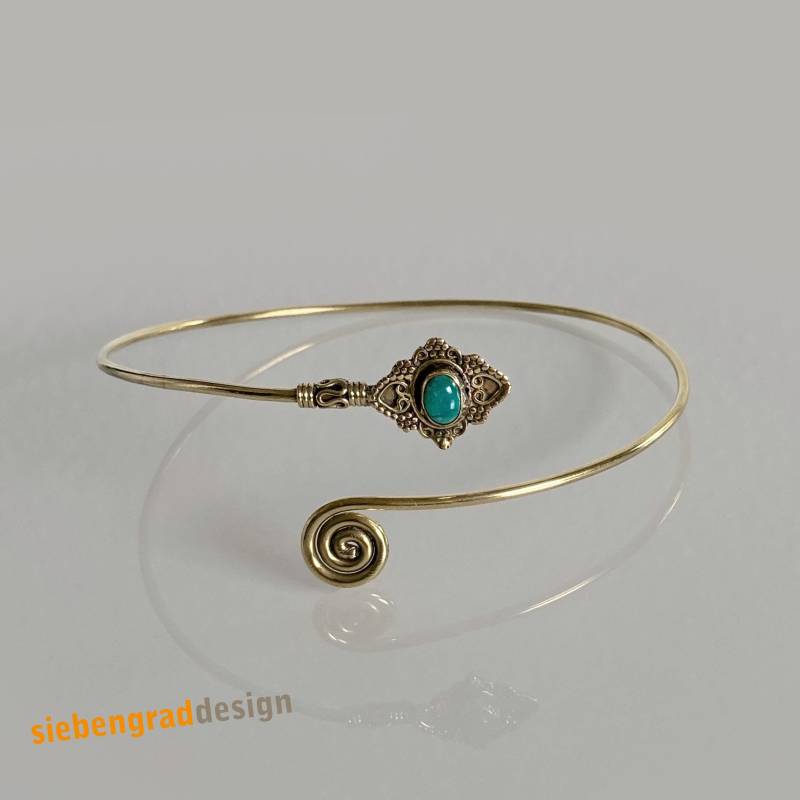Oberarmreif - Messing Türkis Verziert Ra Vi von siebengrad