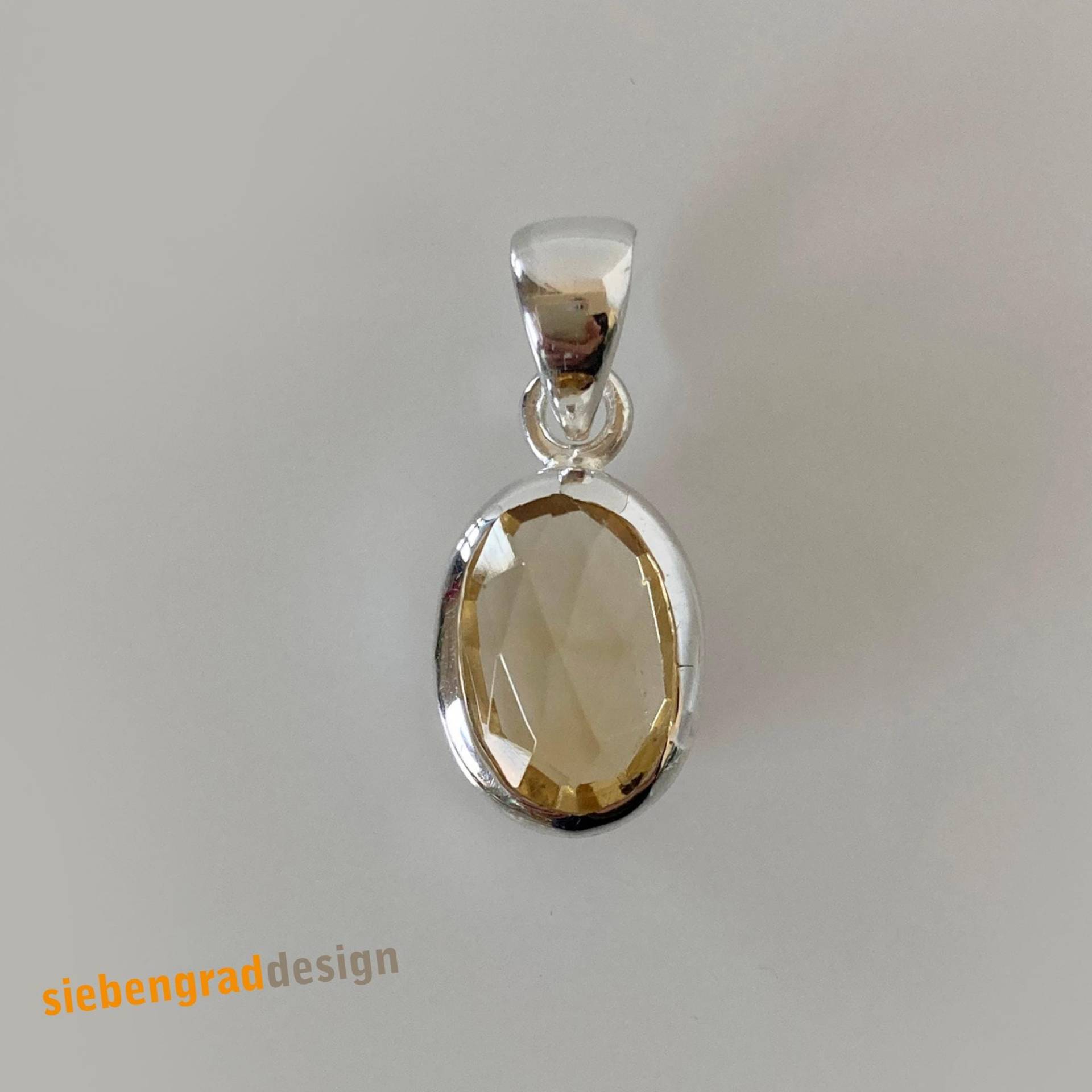 Silber-Anhänger - Facettierter Citrin Oval Silber 925 Ma von siebengrad
