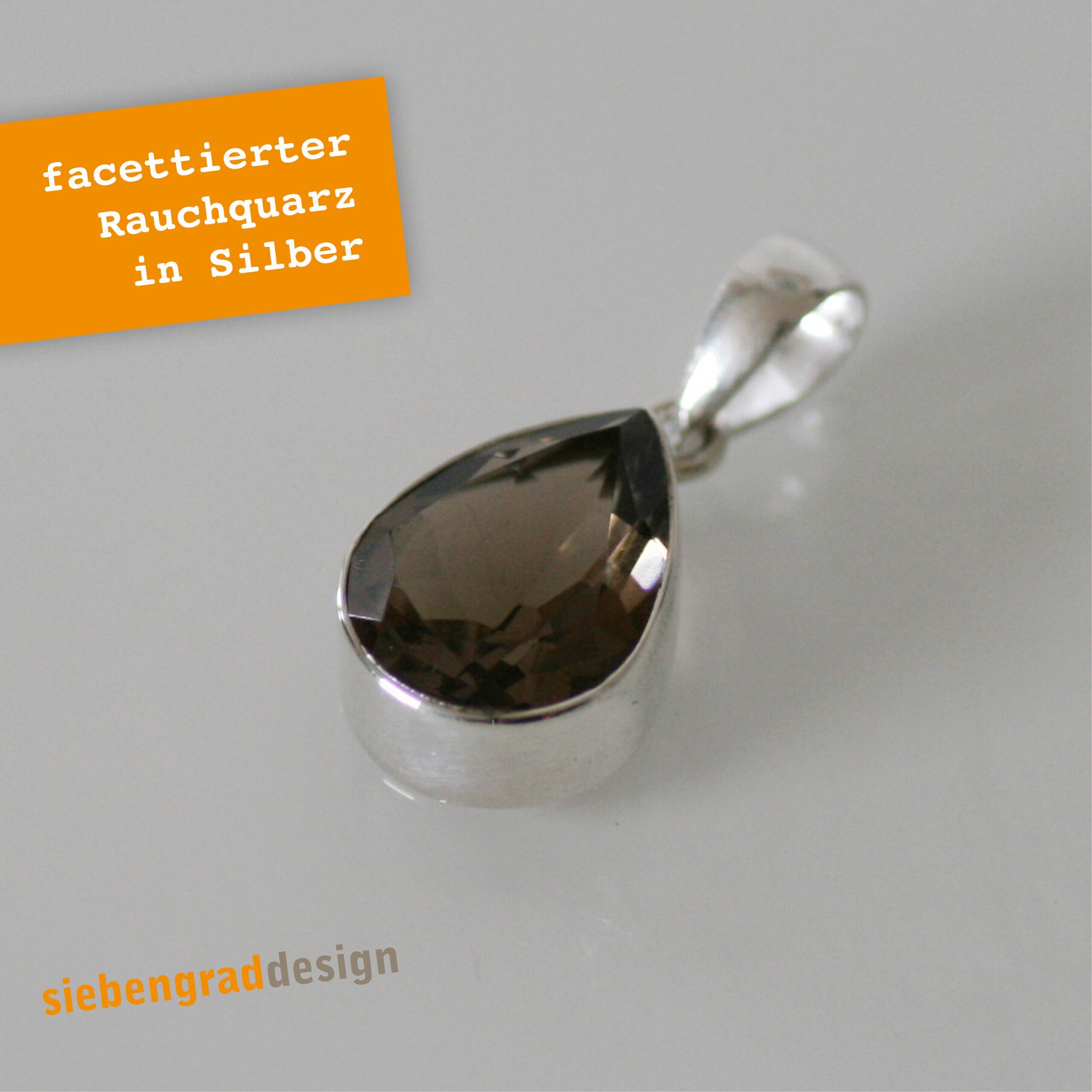 Silber-Anhänger Mit Rauchquarz - Aj Silber 925 Tropfen von siebengrad