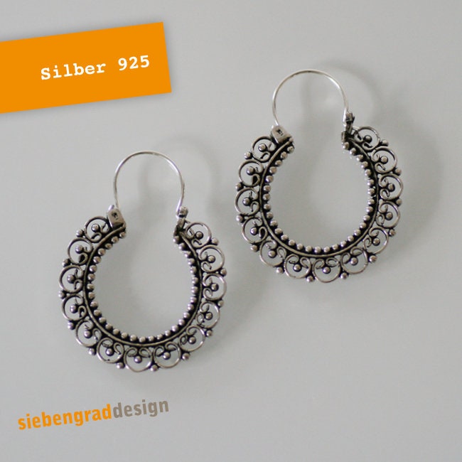 Silber-Creolen - Ohrhänger Oriental Groß Silber 925 von siebengrad