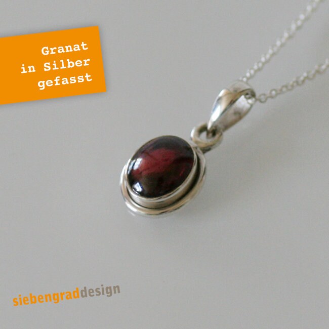 Silber-Kette Granat Oval - Silber 925 Ajov von siebengrad