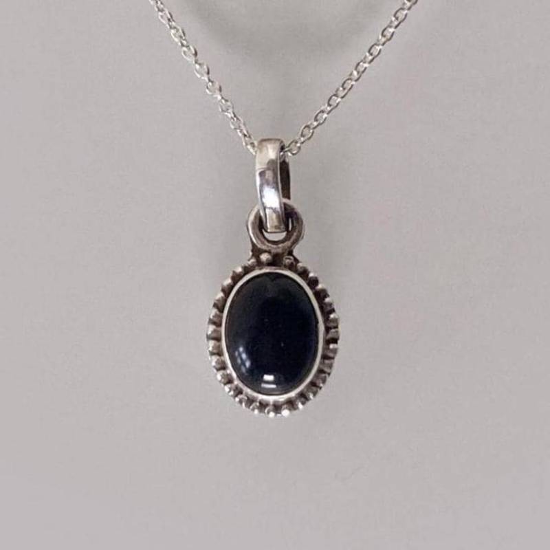 Silber-Kette Onyx Verziert - Oval Pünktchenrand Silber 925 Ta 022 von siebengrad