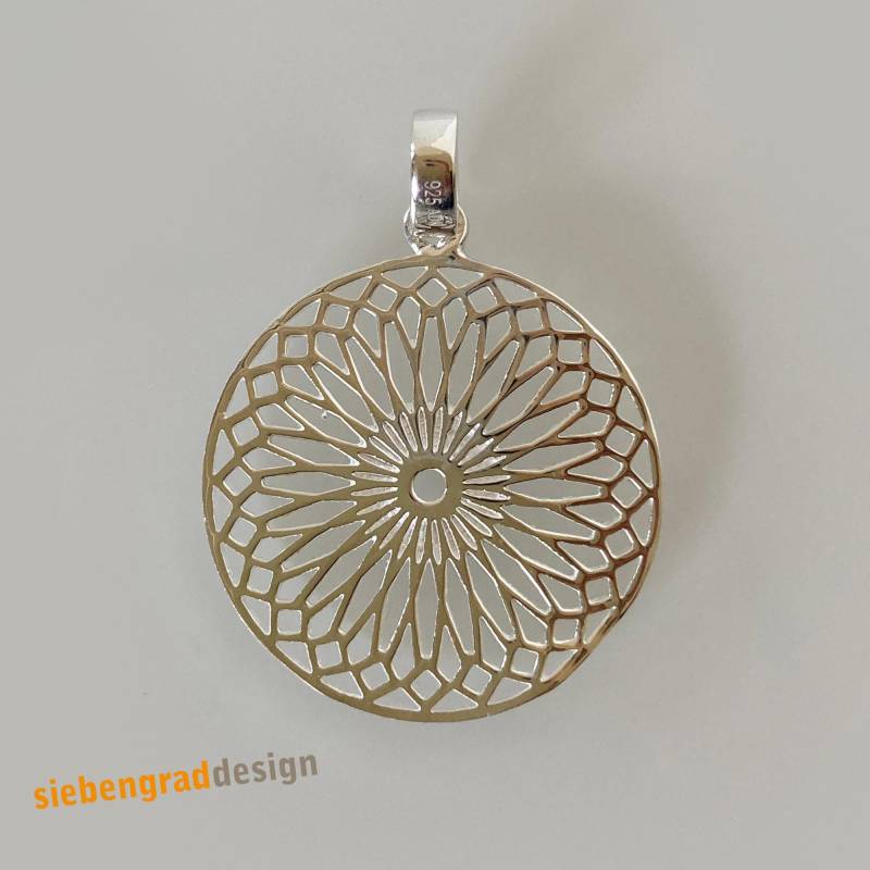 Silber-Ketten-Anhänger - Mandala Zweiseitig Verziert Groß Silber 925 von siebengrad