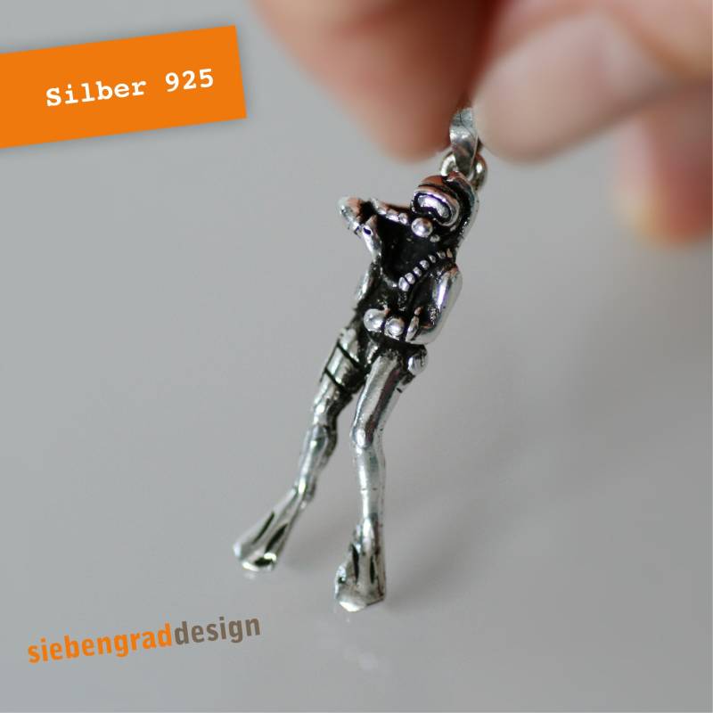 Silber-Ketten-Anhänger - Taucher 3D Silber 925 von siebengrad