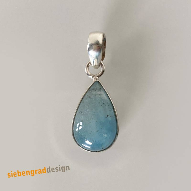 Silber-Kettenanhänger Aquamarin - Tropfen Silber 925 von siebengrad