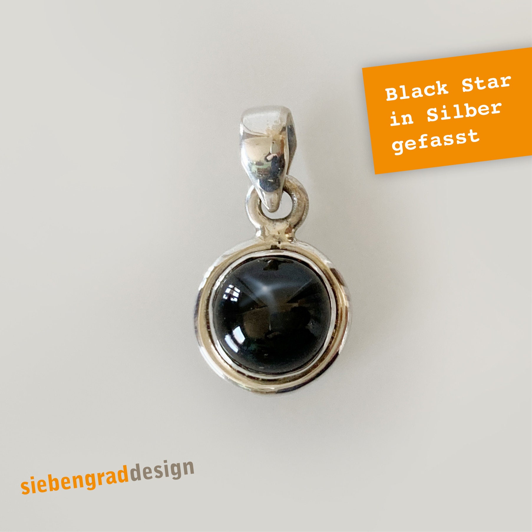 Silber-Kettenanhänger - Black Star Rund Vi 12 Silber 925 Sterndiopsid Silber-Kettenanhänger - Black Star Rund Vi 12 Silber 925 Sterndiopsid von siebengrad