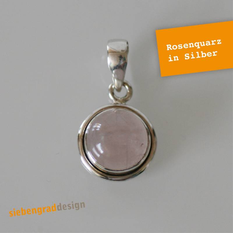 Silber-Kettenanhänger - Rosenquarz Rund Vi 16 von siebengrad