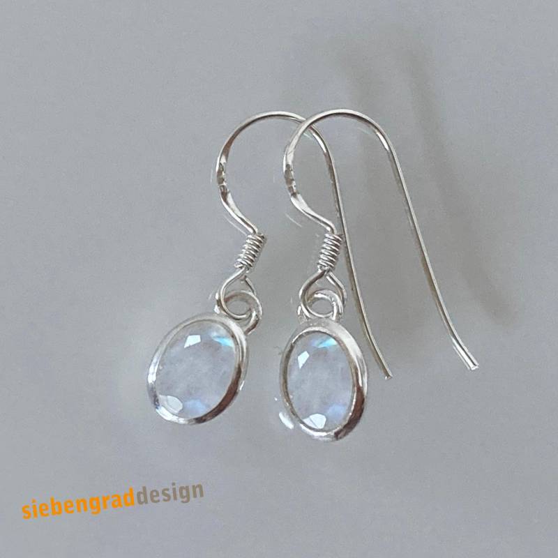 Silber-Ohrhänger - Facettierter Mondstein Oval Filigran von siebengrad