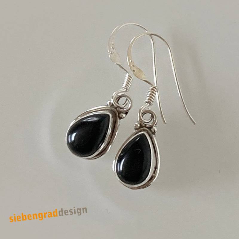 Silber-Ohrhänger Mit Onyx - Tropfen Ta Sw Silber 925 von siebengrad
