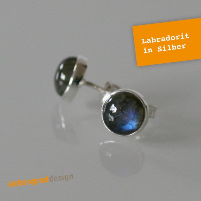 Silber-Ohrstecker Mit Labradorit - Rund 7 Mm von siebengrad