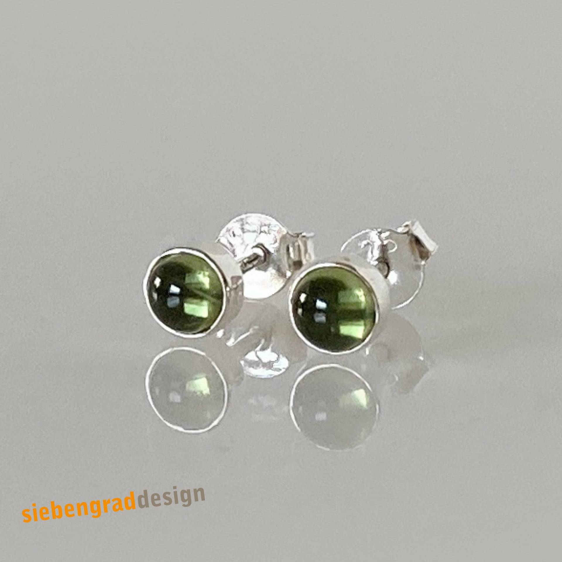 Silber-Ohrstecker Mit Peridot - Rund 4 Mm Aj Silber 925 von siebengrad