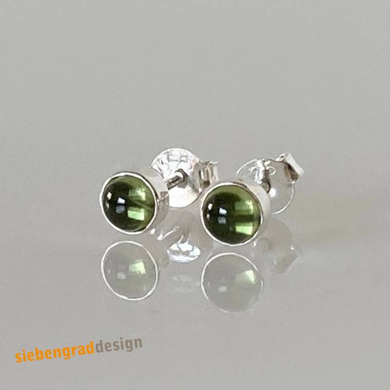 Silber-Ohrstecker Mit Peridot - Rund 4 Mm Aj Silber 925 von siebengrad