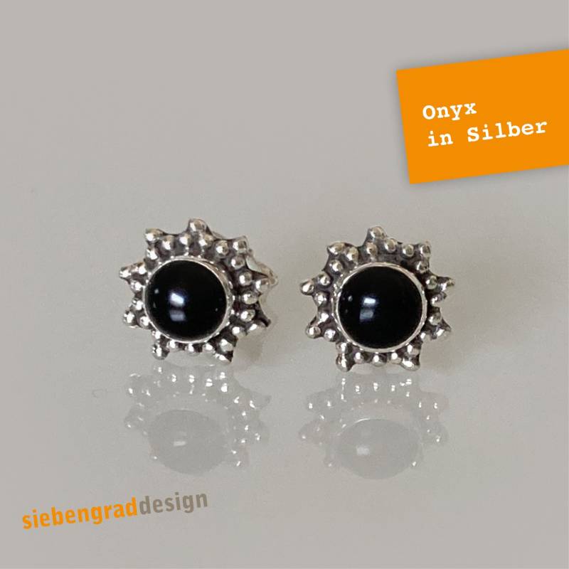 Silber-Ohrstecker - Onyx Verziert Stern Del Silber 925 Silber-Ohrstecker - Onyx Verziert Stern Del Silber 925 von siebengrad
