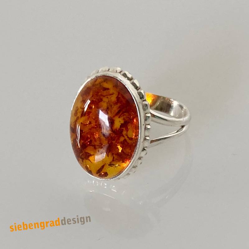 Silber-Ring - Bernstein Silber 925 Edelstein Verschiedene Größen von siebengrad