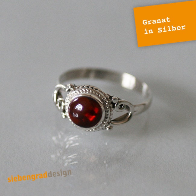 Silber-Ring - Granat Stein Silber 925 Sr4 Verschiedene Größen von siebengrad